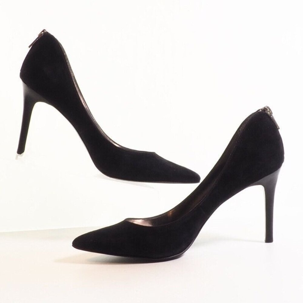 Carlos Santana Darling Pump Shoe Size 8.5 M Black Suede Back Zip Stiletto Heel - Picture 4 of 10